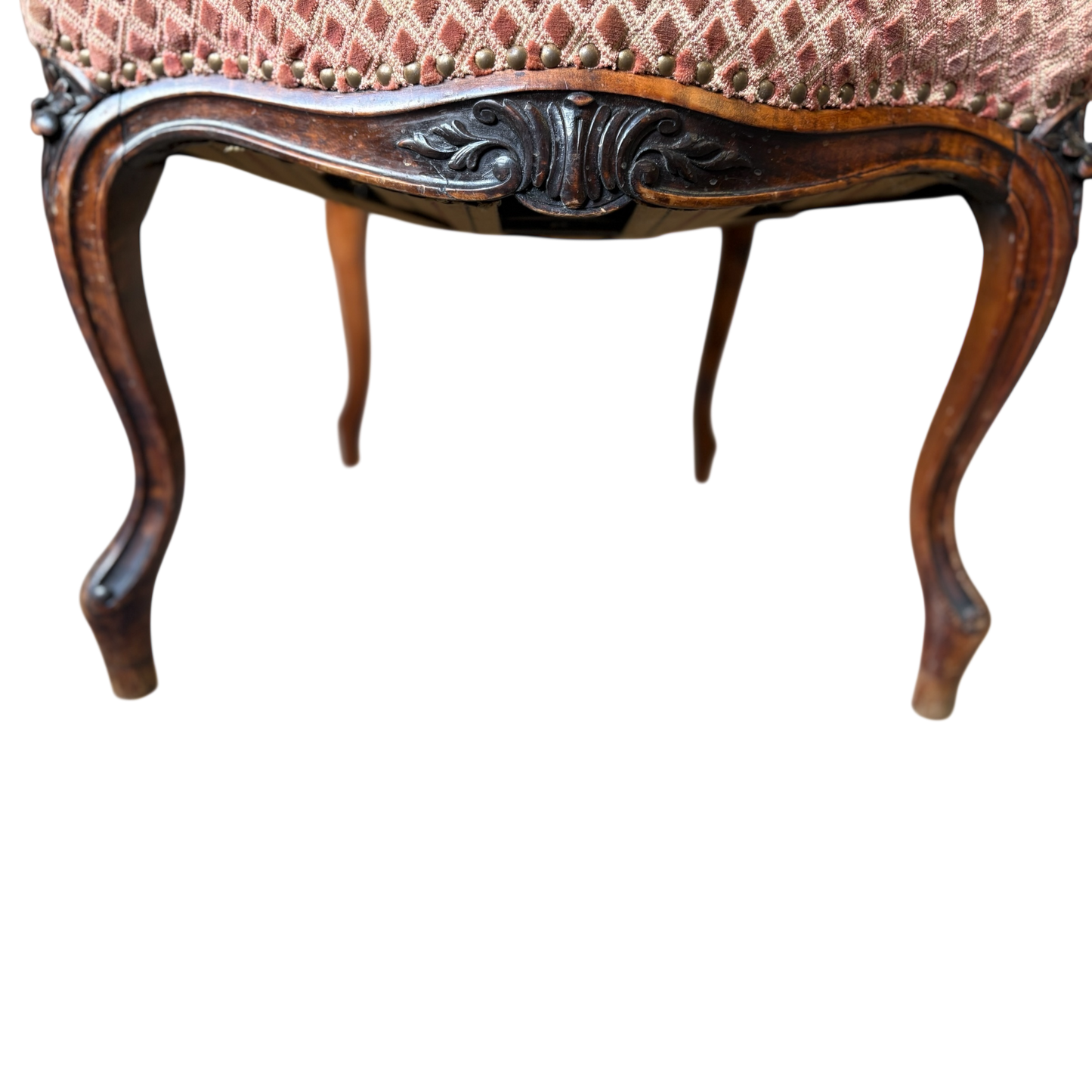 Antike Barock-Stühle (2er-Set) – Louis XV Stil, Rosé-Velours & Holzschnitzung