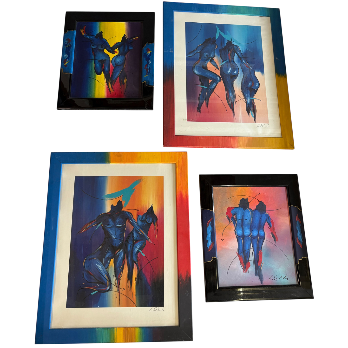 Signierte Kunstbilder von C. Schenk – Exklusives 4er-Set hochwertiger Kunstdrucke (53x63cm & 73x93cm)