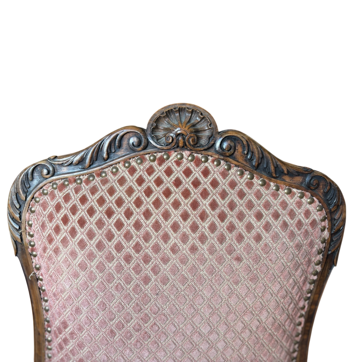 Antike Barock-Stühle (2er-Set) – Louis XV Stil, Rosé-Velours & Holzschnitzung