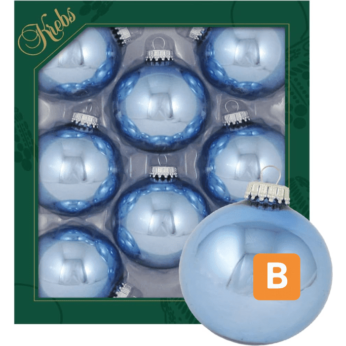 Christbaumkugeln 8tlg. gletscherblau ø 7cm - Krebs Glas Lauscha Krebs Glas Lauscha