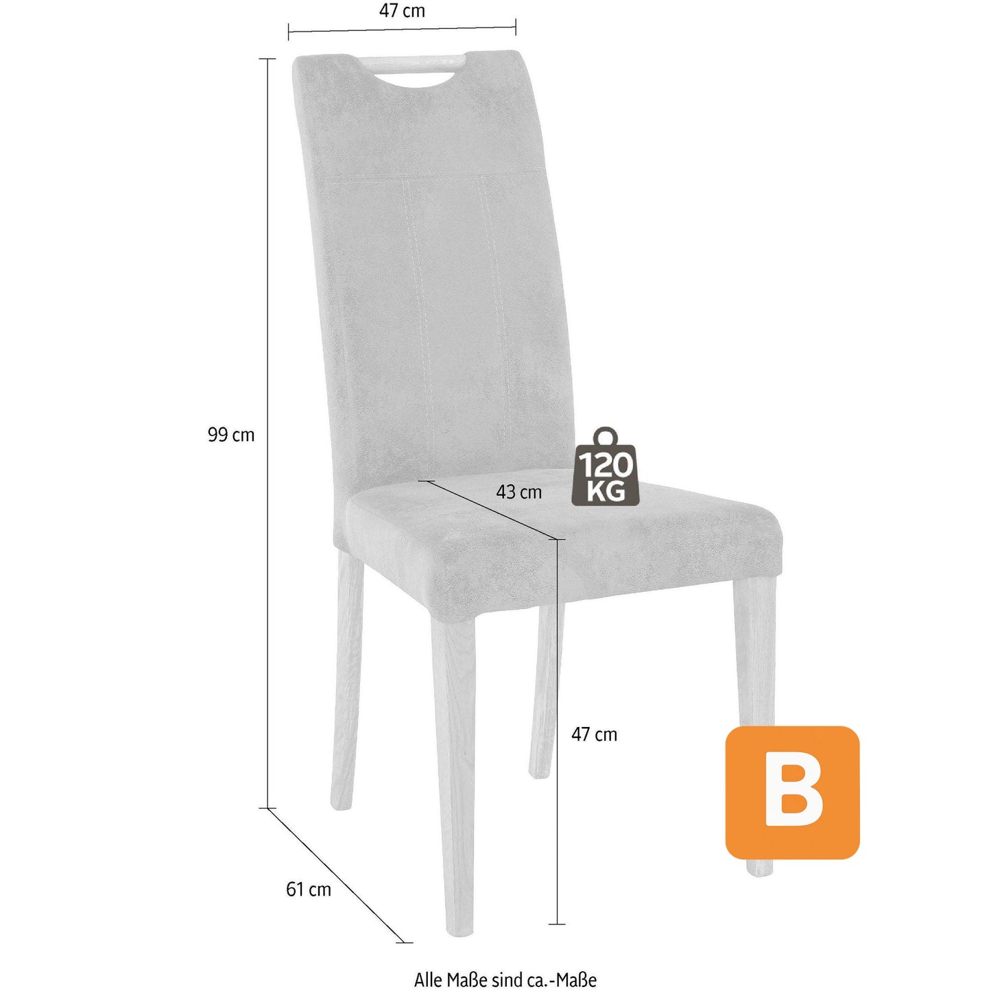 Esszimmerstuhl "Roberta", Buffalo grau, 2er Set - HOME AFFAIRE HOME AFFAIRE