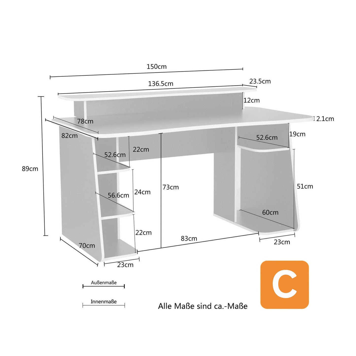 Gamingtisch "GAME", graphitschwarz - INOSIGN INOSIGN