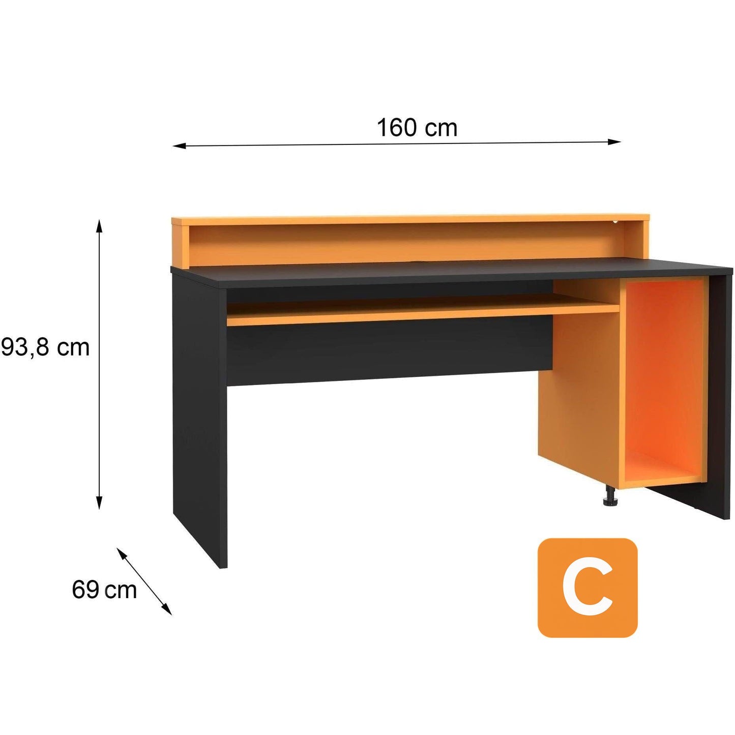 Gamingtisch "TEZAUR", Black Orange, Breite 160 cm - FORTE FORTE