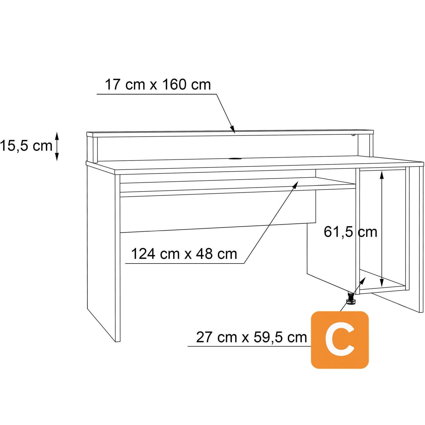 Gamingtisch "TEZAUR", Black Orange, Breite 160 cm - FORTE FORTE