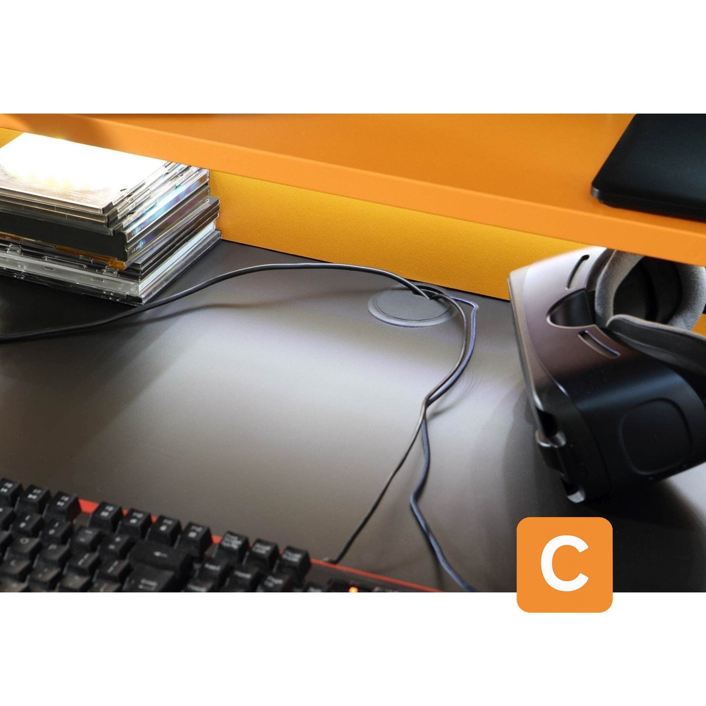 Gamingtisch "TEZAUR", Black Orange, Breite 160 cm - FORTE FORTE