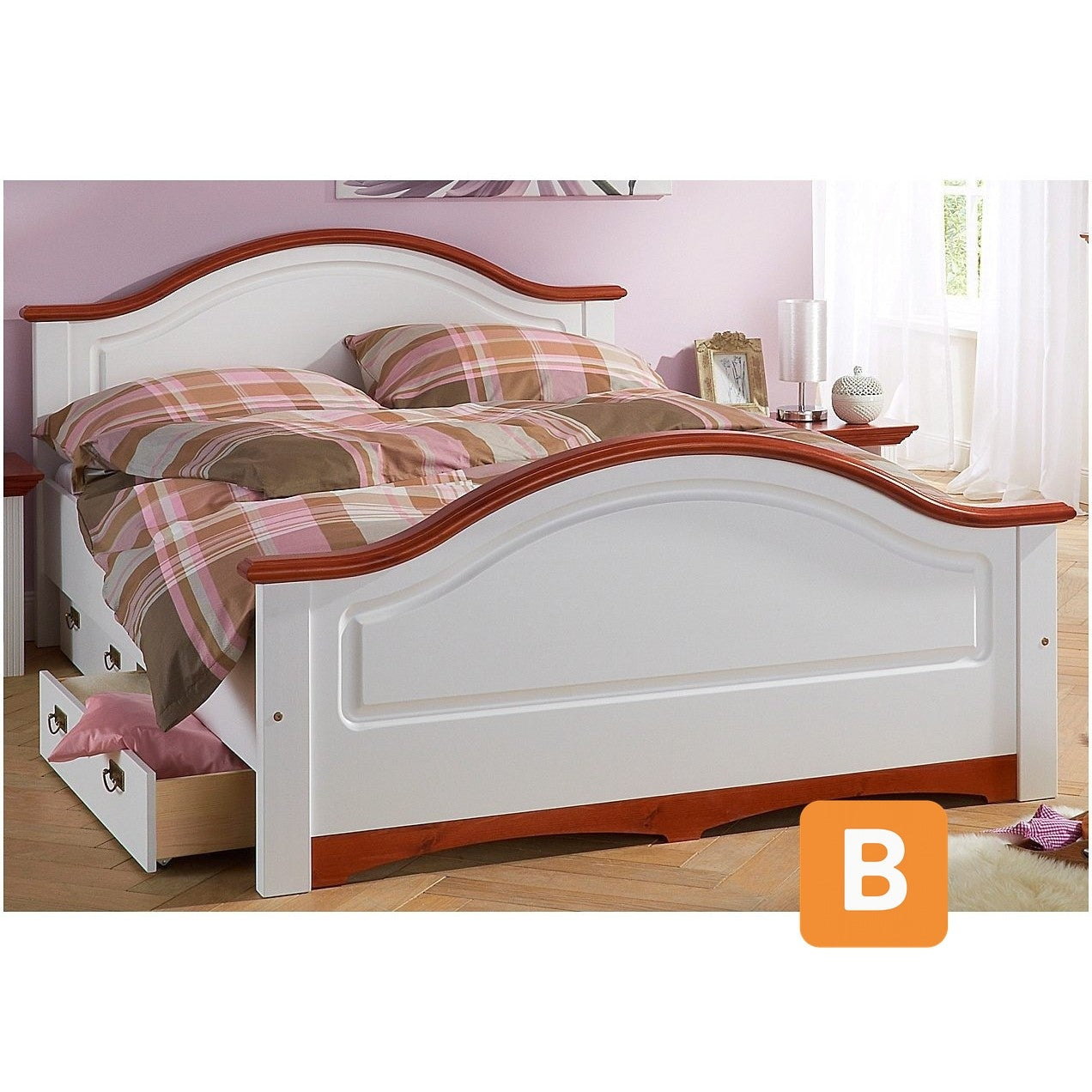 Massivholzbett "Konrad", weiss - HOME AFFAIRE HOME AFFAIRE