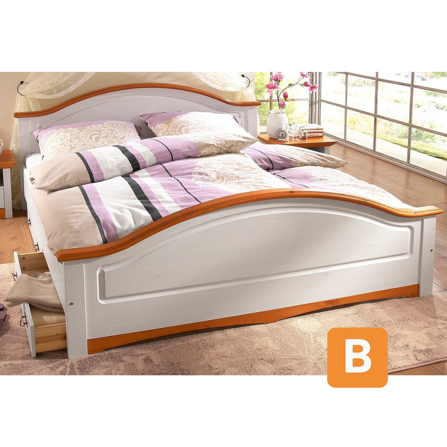 Massivholzbett "Konrad", weiss - HOME AFFAIRE HOME AFFAIRE