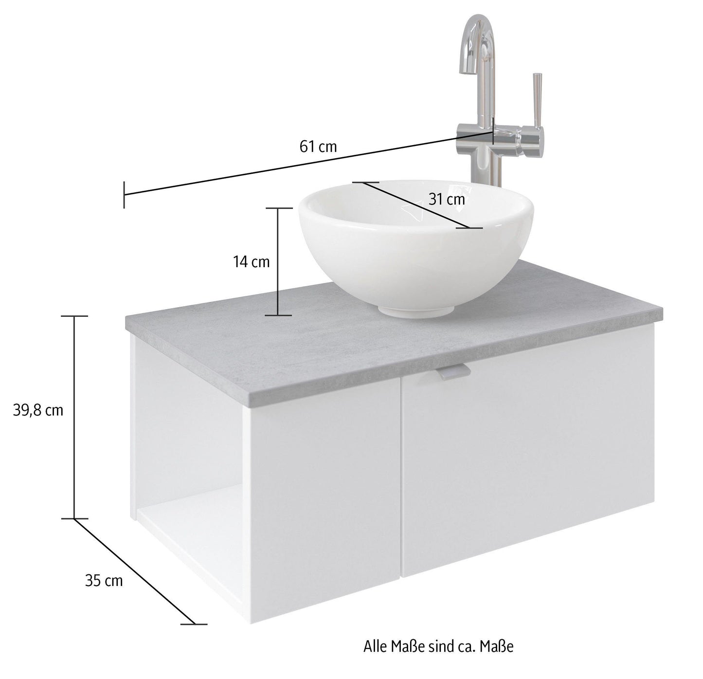 Washbasin series 6915 wash bowl with base cabinet for guest bathroom