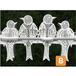 Scheibengardine "Spatzen", verschiedene Größen - STICKEREIEN PLAUEN Stickereien Plauen