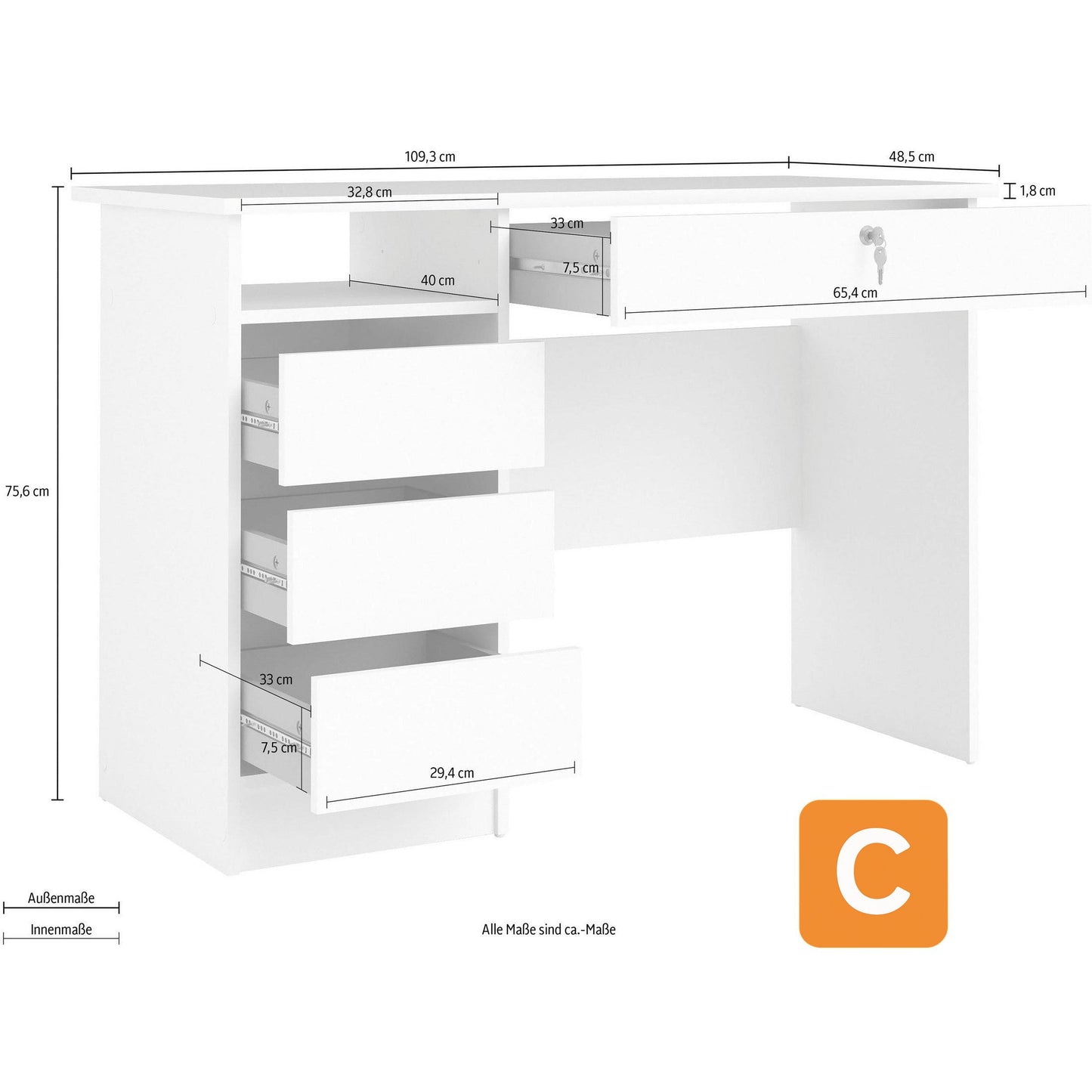 Schreibtisch "Plus", Jugendschreibtisch - HOME AFFAIRE HOME AFFAIRE