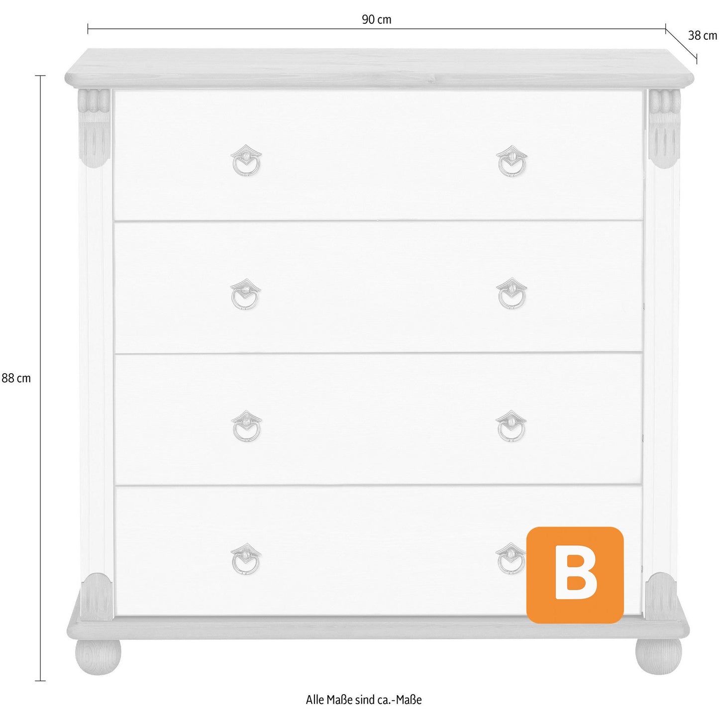 Schubkastenkommode "Tessin", Kiefer massiv - HOME AFFAIRE HOME AFFAIRE
