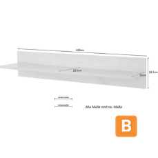 Wandregal "Moid", in Eiche natur, Maße: B/T/H: 100/20/18,5cm PLACES OF STYLE