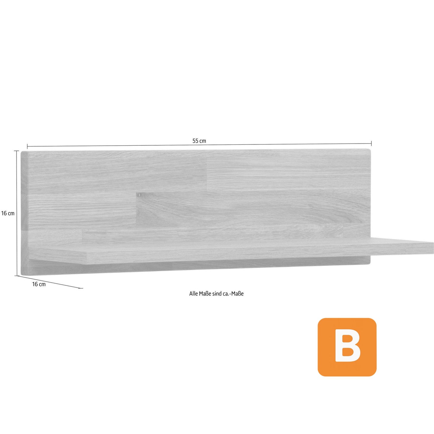 Wandregal "Nilsson", Eiche massiv, Breite 55 cm - HOME AFFAIRE HOME AFFAIRE