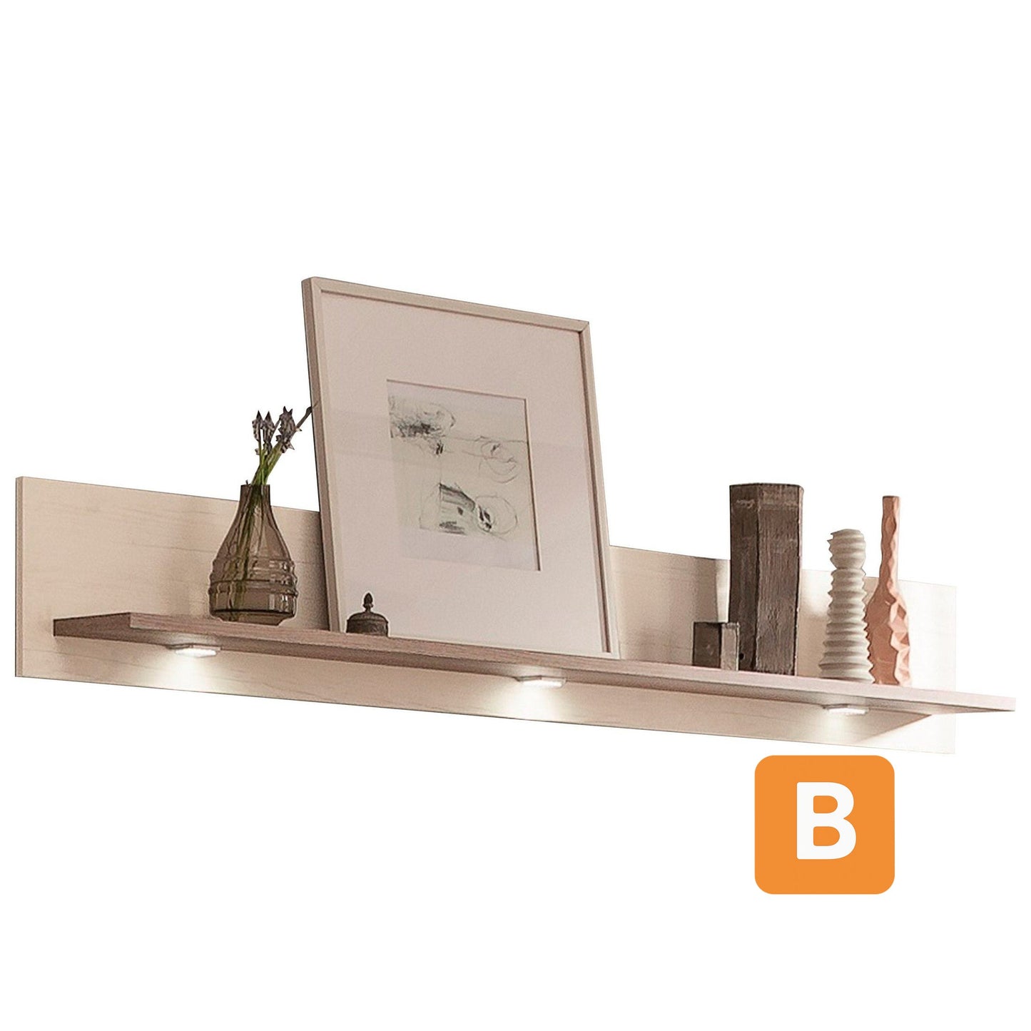 Wandregal "York", Weiss & Eiche, Maße: 130x27x20cm set one by Musterring