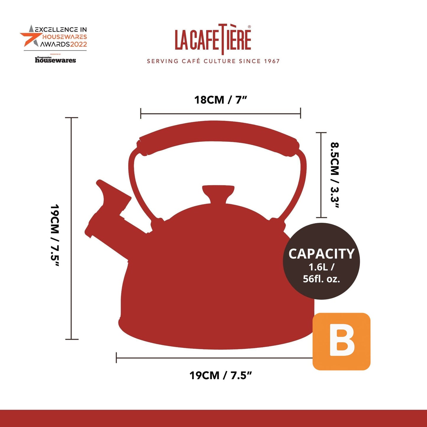 Wasserkessel, pfeifend, schwarz,mit Holzgriff, 1,6 Liter, Induktion - LA CAFETIÈRE LA CAFETIÈRE