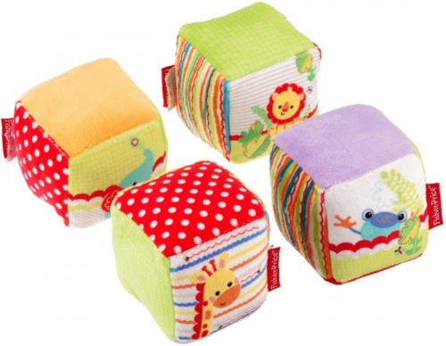 Fisher-Price - "Juego de dados", 4 piezas de peluche