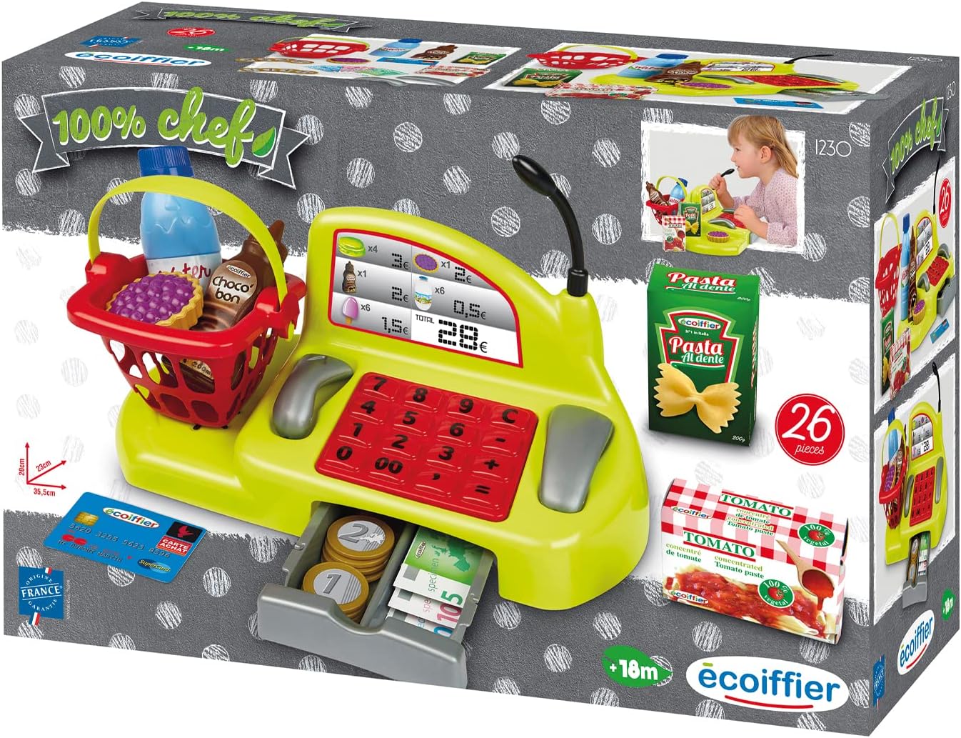 Ecoiffier - Caja de supermercado con escáner / 26 piezas