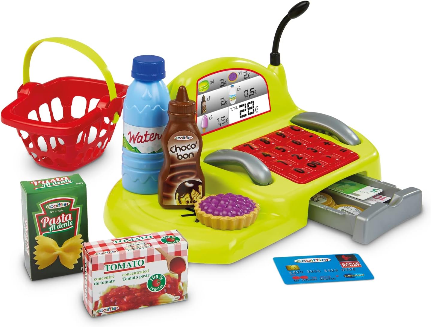 Ecoiffier - Caja de supermercado con escáner / 26 piezas
