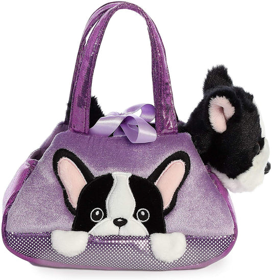 Fancy Peek-a-Boo French Bulldog in a carrying bag approx. 21 cm - Plush figure