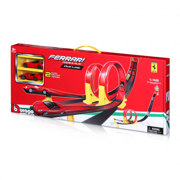 Bburago 18-31216 - Ferrari Race &amp; Play: Dual Loop incl. 2 vehicles and carrying case, 1:43 - Model car