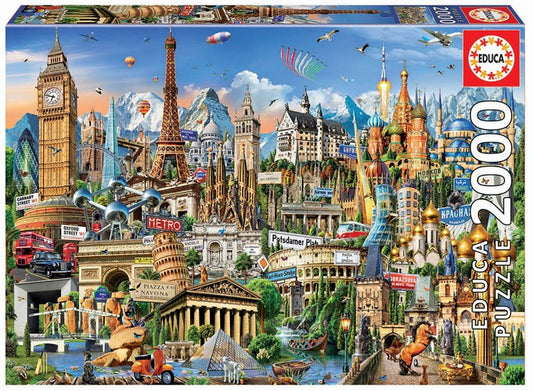 Puzzle Educa 9217697 - Monumentos de Europa - Puzzle de 2000 piezas