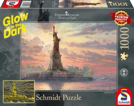 Thomas Kinkade - Estatua de la Libertad al anochecer - Rompecabezas GID de 1000 piezas