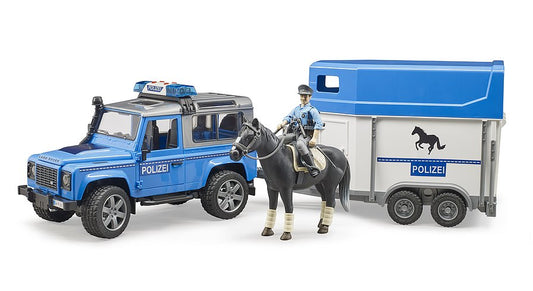 Bruder 02588 - Land Rover Defender - Vehículo policial, caballo y policía