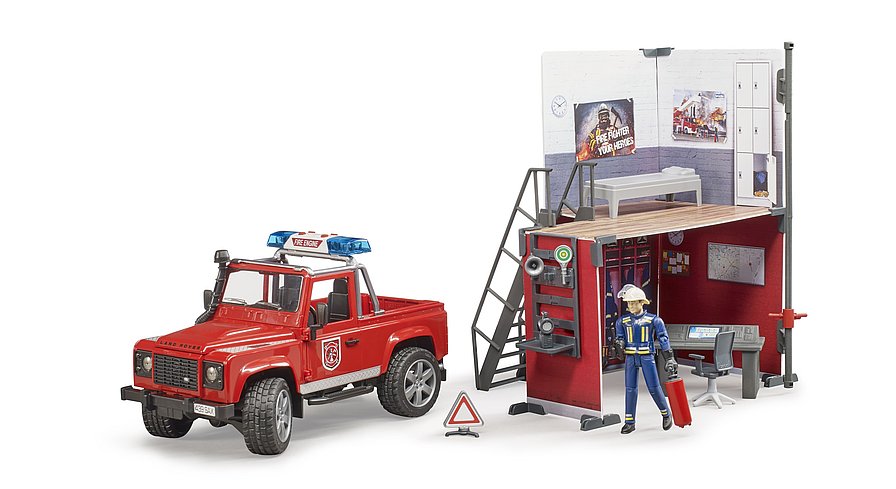 Bruder 62701 - Fire Station with Land Rover Defender