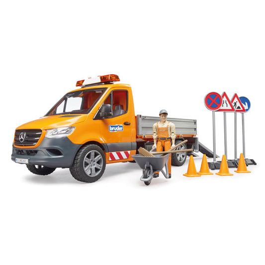 Bruder 02677 - Mercedes Benz Sprinter Municipal con conductor, módulo de sonido y accesorios