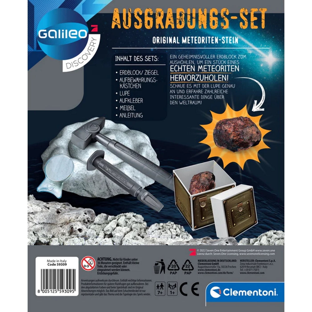 Clementoni 59309 - Excavation Set Original Meteorite Stone - Galileo Discovery