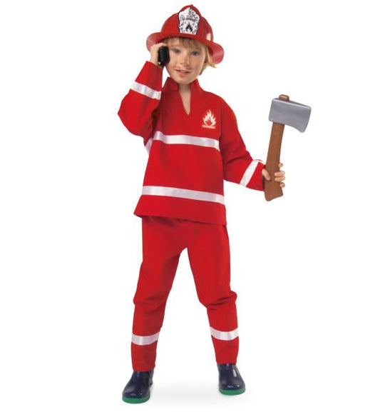 Disfraz de bombero rojo de 2 piezas para niño (talla 128)