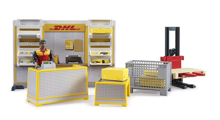 Bruder 62251 - bworld DHL shop with hand forklift
