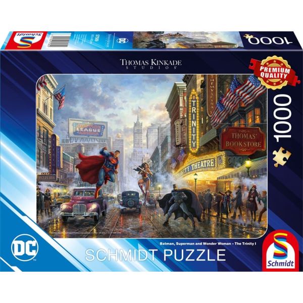 Batman, Superman y Wonder Woman - Puzzle 1000 piezas - Colección Thomas Kinkade