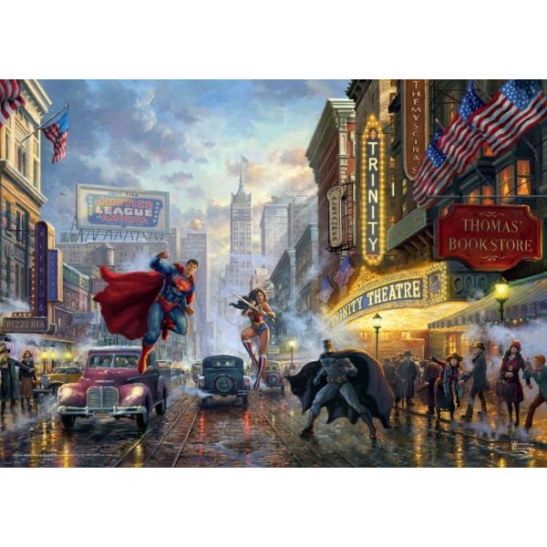 Batman, Superman y Wonder Woman - Puzzle 1000 piezas - Colección Thomas Kinkade