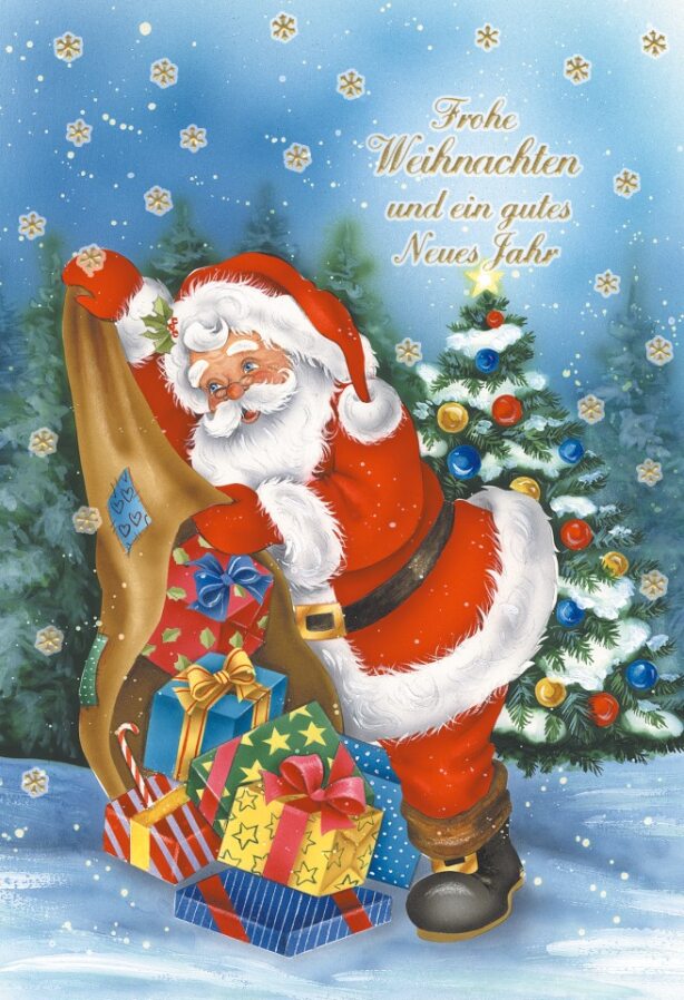 Weihnachtskarten Weihnachtsmann - 100 Stück - 8 Motive