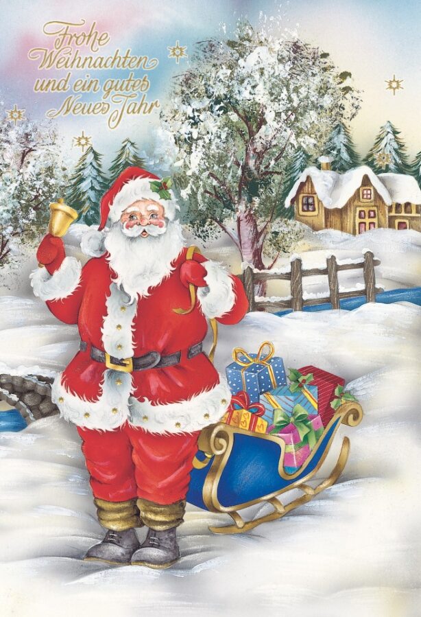 Weihnachtskarten Weihnachtsmann - 100 Stück - 8 Motive