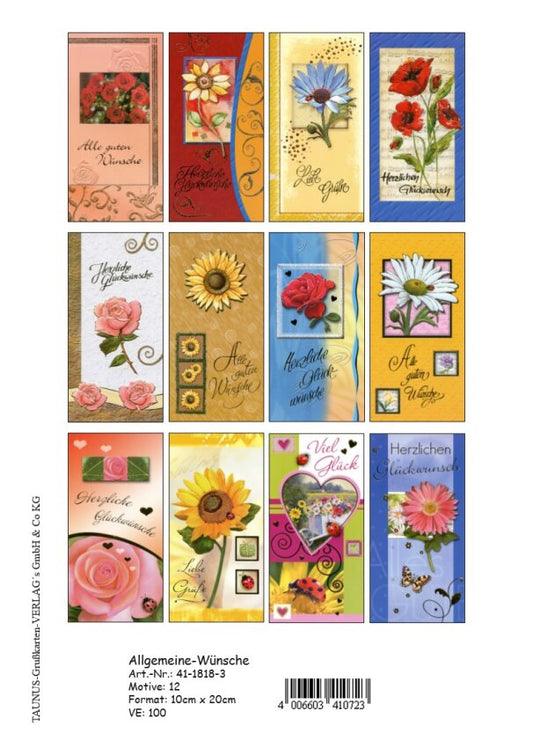 Tarjetas de felicitación "General Wishes" - 100 unidades - 12 diseños