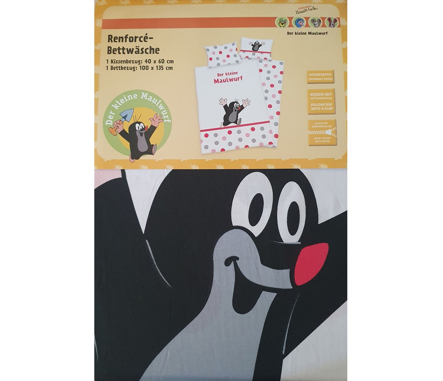 The Little Mole - reversible bed linen - 40 x 60 / 135 x 100 cm
