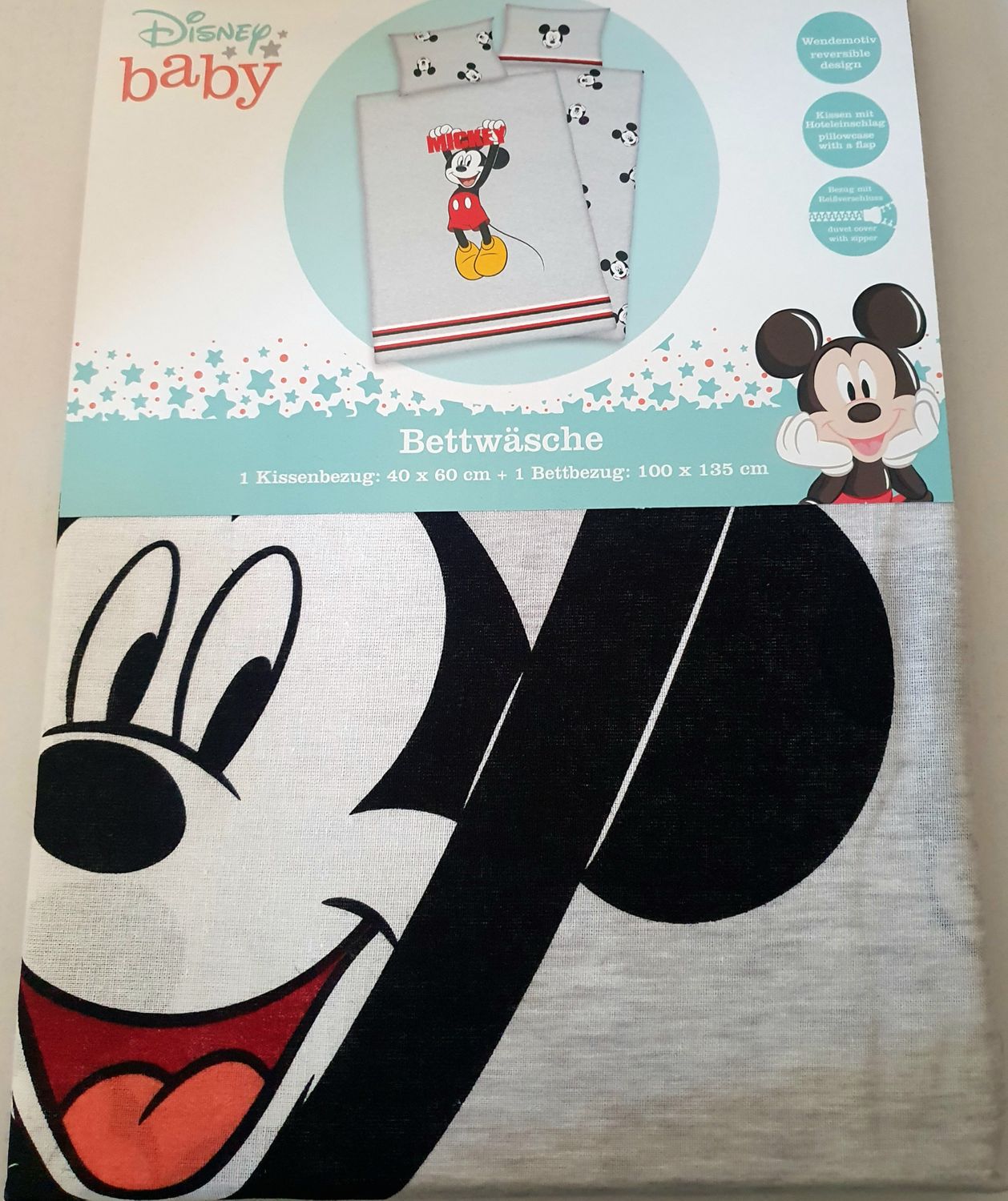 Disney Mickey Mouse - Wendebettwäsche - 40 x 60 / 135 x 100 cm