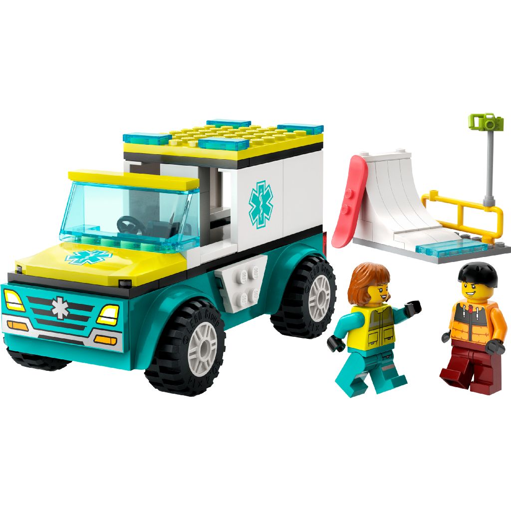 LEGO® 60403 Vehículos urbanos: Ambulancia y snowboarder (79 piezas)