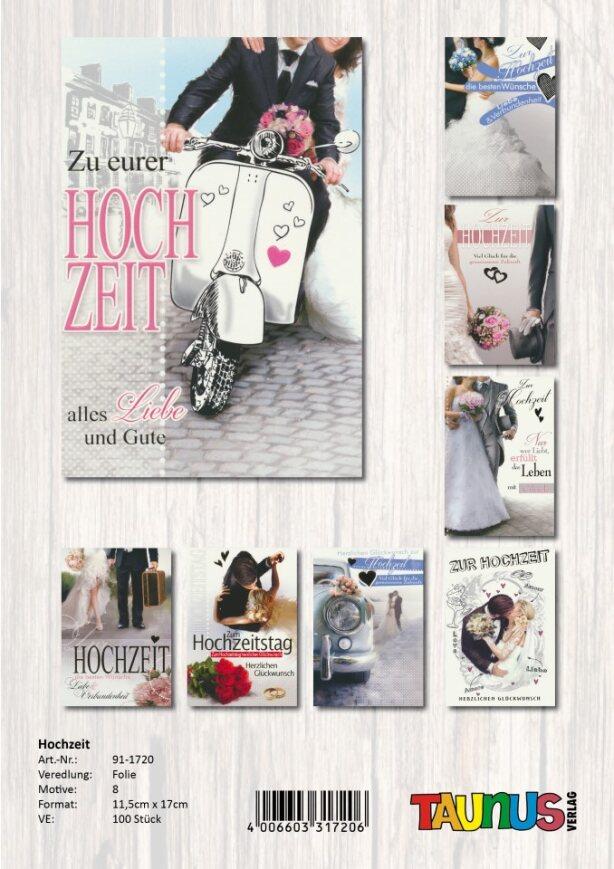 Hochzeitskarten - 100 Stück - 6 Motive