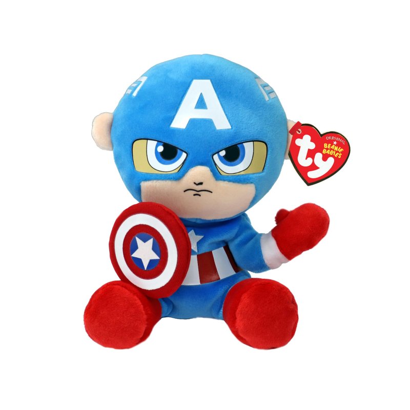 Ty 44002 - Marvel Capitán América - Figura de peluche suave - 15 cm