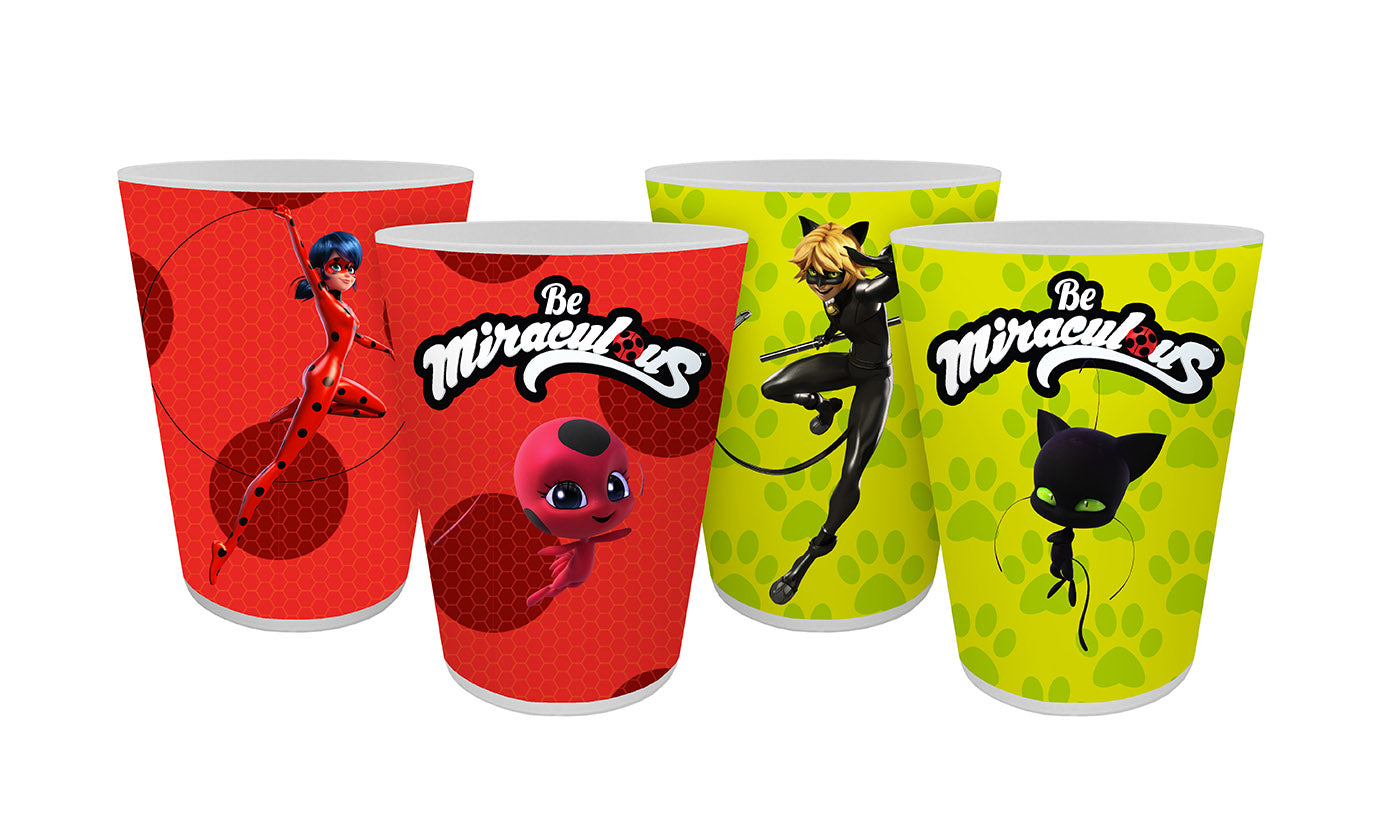 Miraculous / Ladybug - Juego de 4 vasos para beber de 300 ml