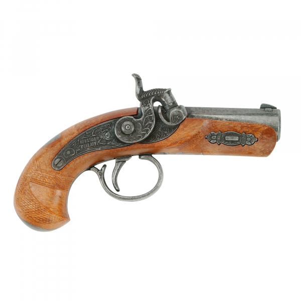 Schrödel J.G. Spielzeugpistole Philadelphia 13 cm, Einzelschuss, silber / braun