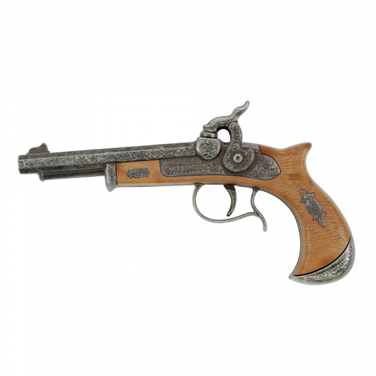 Schrödel J.G. Spielzeugpistole Derringer 21,5 cm, Einzelschuss, silber / braun