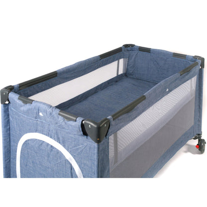 Baby-Reisebett Luxus, Jeans Blue von CHIC4BABY CHIC4BABY