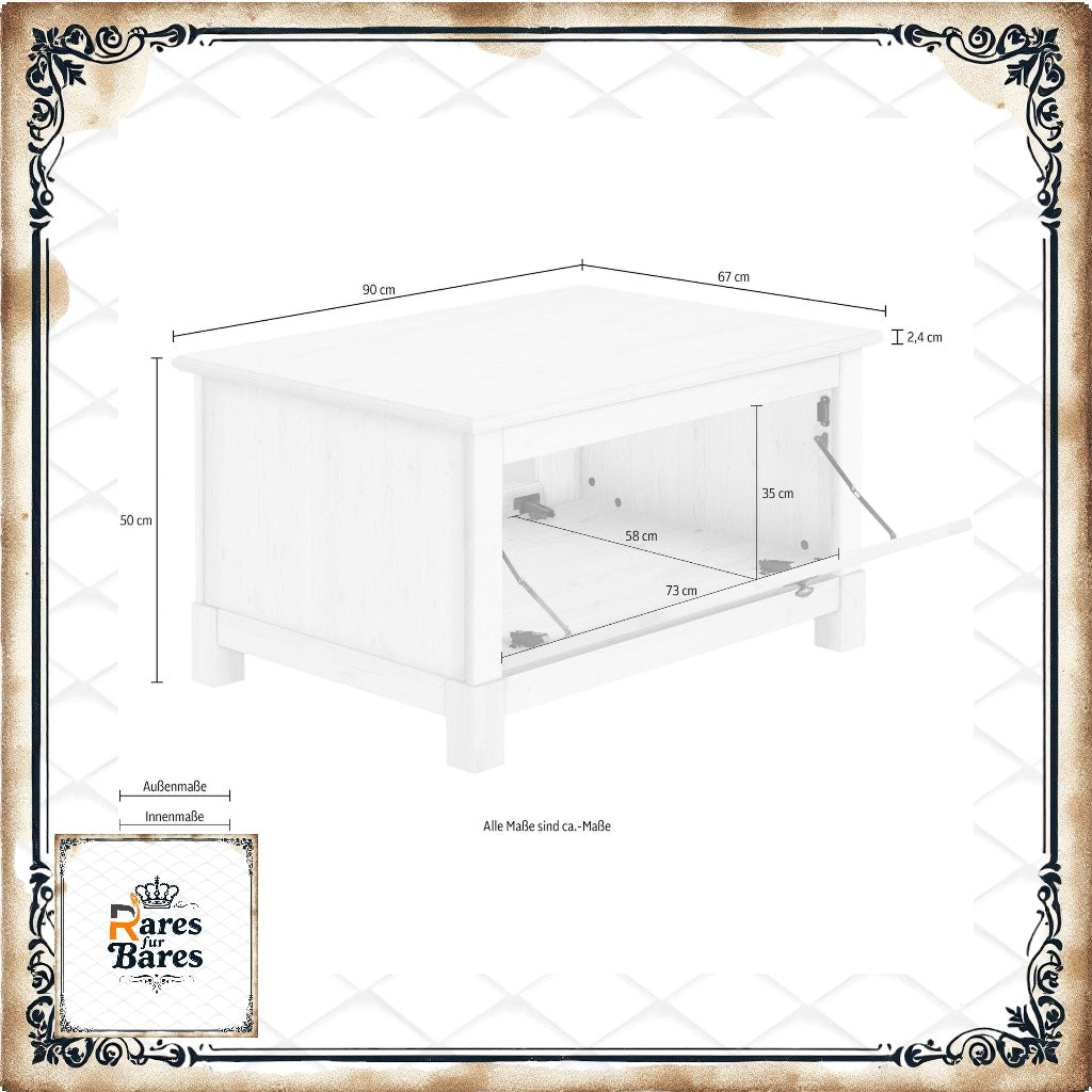 Mesa de centro "Rauna", blanca, ancho 90 cm - HOME AFFAIRE