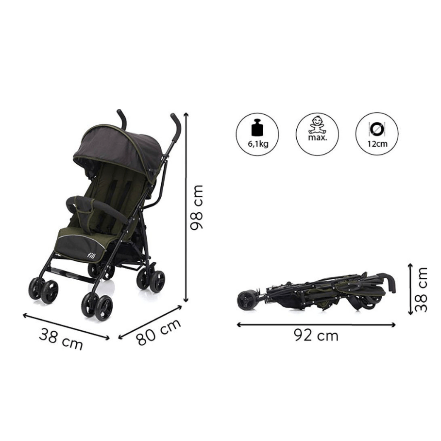 Kinder-Buggy "Glider" in oliv-grau von FILLIKID Fillikid