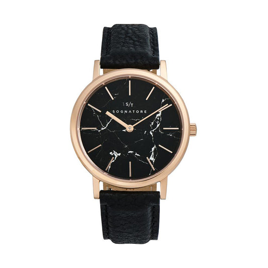 Sognatore Marble Black Rose Gold Ladies Watch / Men's Watch