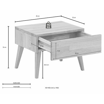 Nachttisch "Natali", massive Eiche, Breite 45 cm - HOME AFFAIRE HOME AFFAIRE